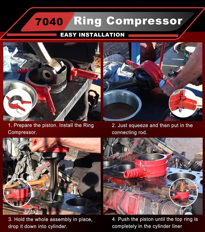 Camoo 7040 Piston Ring Compressor 5.4" Bore Remover Installer Tool For Cummins ISX QSX 15 & Caterpillar 3400, 3406, 3408, C15, Replace for PT-7040 - Image 3